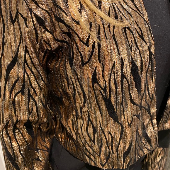 VINTAGE Metallic Gold Copper Silver Cropped Jacket Size Small - Picture 2 of 10